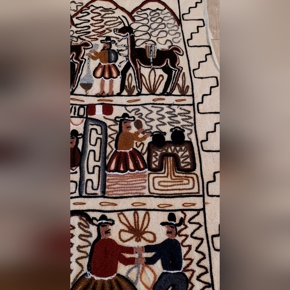 Vintage Folk Art Handmade Embroidered Peruvian Woven Tapestry Art - Pre- loved - Picture 9 of 12
